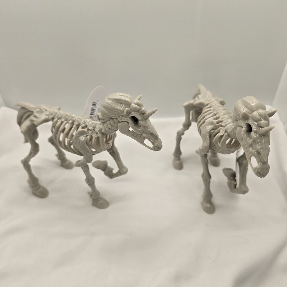 2 Unicorn Skeleton Bones Halloween Party Decorations Plastic Tabletop Display
